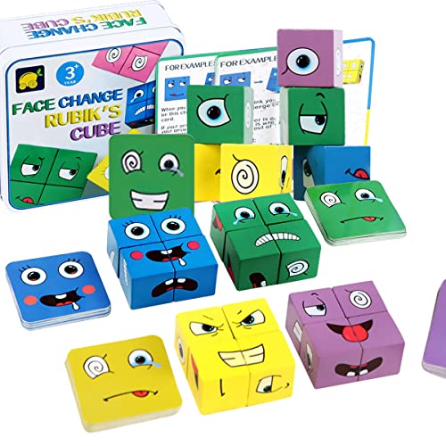 Holzwürfel Puzzle, Sensorik Spielzeug, Bunte Zauberwürfel Baustein für Kinder ab 3 Jahren, Interaktion Holz Matching Game (Keine Snatch Bell) - Pädagogisches Montessori von fonice