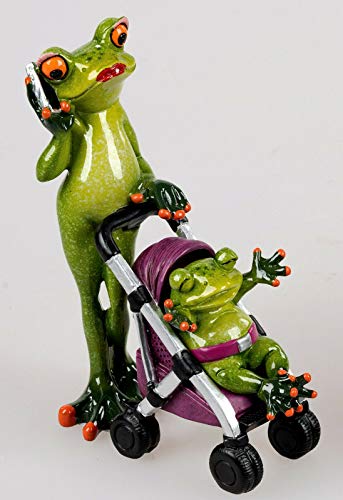 Formano Frosch mit Baby im Buggy und Handy ca.17cm --- Wagen lila Formano Frosch mit Baby im Buggy und Handy ca.17cm --- Wagen lila von formano