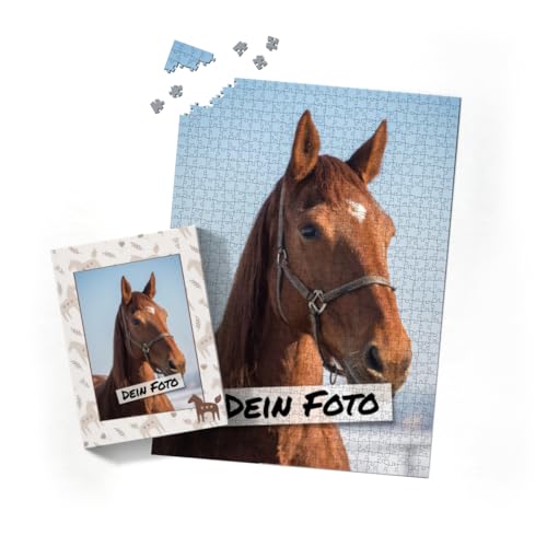 Fotopuzzle mit eigenem Bild - Fotopuzzle selbst gestalten 1000 Teile Hochformat - Schachtel Skandipferde - Puzzle mit Foto personalisiert - Geschenk Geburtstag, Pferdefans Skandipferde 1000 Teile Hoch von fotobar