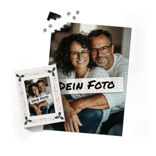 Fotopuzzle mit eigenem Bild - Puzzle selbst gestalten 1000 Teile Hochformat - Schachtel Weihnachtsbordüre - mit Foto personalisiert - Geschenk Weihnachten von fotobar