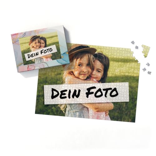 Fotopuzzle mit eigenem Bild - Puzzle selbst gestalten 1000 Teile - Schachtel Farbverlauf - mit Foto personalisiert - Geschenk Valentin, Geburtstag von fotobar