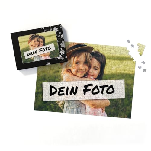 Fotopuzzle mit eigenem Bild - Puzzle selbst gestalten 1000 Teile Quer - Schachtel Puzzleteile schwarz - mit Foto personalisiert - Geschenk Geburtstag von fotobar