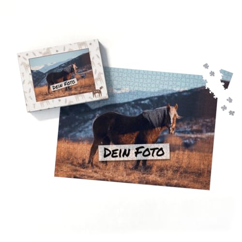 Fotopuzzle mit eigenem Bild - Fotopuzzle selbst gestalten 1000 Teile - Schachtel Skandipferde- Puzzle mit Foto personalisiert - Geschenk Geburtstag, Pferdefans Skandipferde 1000 Teile Quer von fotobar