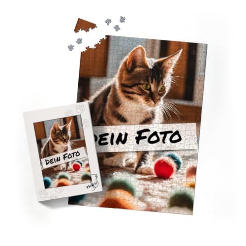 Fotopuzzle mit eigenem Bild - Puzzle selbst gestalten 2000 Teile Hochformat - Schachtel Meow - mit Foto personalisiert - Geschenk Katzenbesitzer von fotobar
