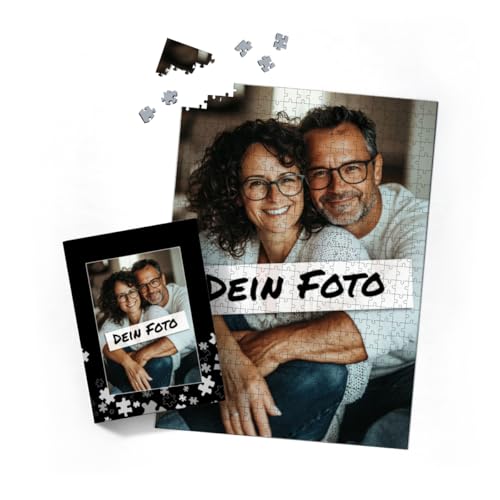Fotopuzzle mit eigenem Bild - Puzzle selbst gestalten 500 Teile Hochformat - Schachtel Puzzleteile schwarz - mit Foto personalisierbar - Geschenk Geburtstag - Puzzleteile 2 500 Teile Hoch von fotobar