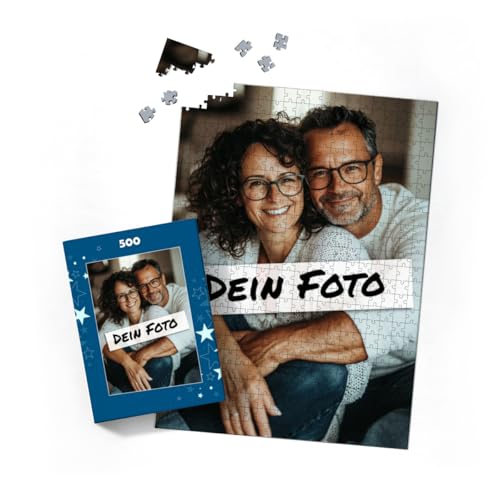 Fotopuzzle mit eigenem Bild - Puzzle selbst gestalten 500 Teile Hochformat - Schachtel Sterne - mit Foto personalisiert - Geschenk Weihnachten von fotobar
