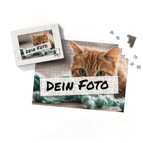 Fotopuzzle mit eigenem Bild - Puzzle selbst gestalten 500 Teile Querformat - Schachtel Meow - mit Foto personalisiert - Geschenk Katzenfan von fotobar