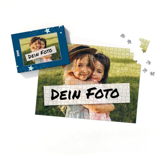 Fotopuzzle mit eigenem Bild - Puzzle selbst gestalten 500 Teile - Schachtel Sterne - mit Foto personalisiert - Geschenk Weihnachten von fotobar