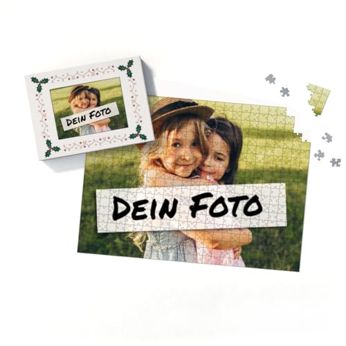 Fotopuzzle mit eigenem Bild - Puzzle selbst gestalten 500 Teile - Schachtel Weihnachtsbordüre - mit Foto personalisiert - Geschenk Weihnachten von fotobar