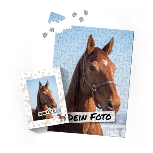 Fotopuzzle mit eigenem Bild - Puzzle selbst gestalten 500 Teile Hochformat - Schachtel Skandipferde - Puzzle mit Foto personalisiert - Geschenk Geburtstag, Pferdefans Skandipferde 500 Teile Hoch von fotobar