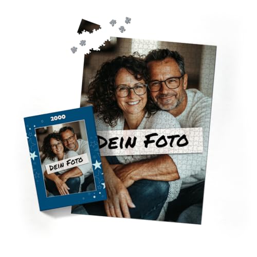 Fotopuzzle mit eigenem Foto - Puzzle selbst gestalten 2000 Teile Hochformat - Schachtel Sterne - mit Foto personalisiert - Geschenk Weihnachten von fotobar