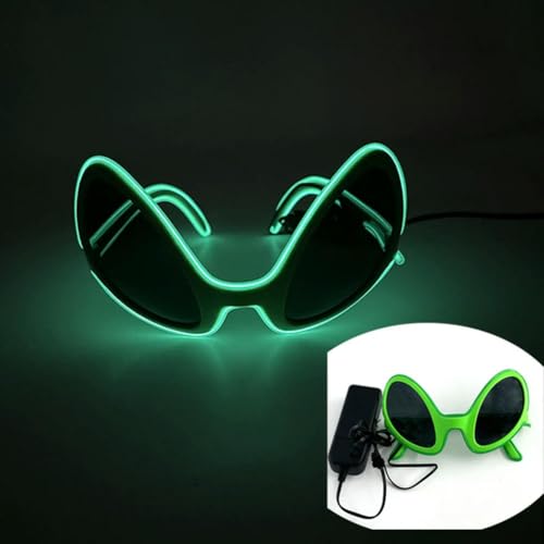 frissin Lustige Brille Kostüm Requisiten Alien Sonnenbrille für Damen Herren Schwarze Linse Jungen Mädchen Brillen Leuchtende Brille für Halloween von frissin