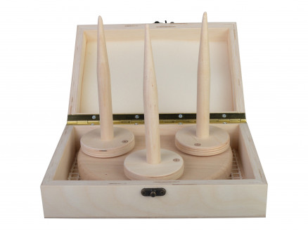 fromWOOD Garnspender Holz für 3 Garne in Box 17 cm von fromWOOD
