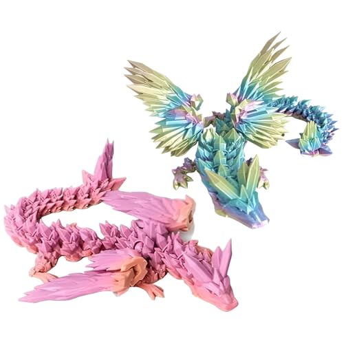 2 Pcs Kristall Drachen Figur Dekor, 3D Gedruckter Drache Beweglich Drache, 3D Drache, 3D Drachen, 3D Gedruckter Drache, Mysterious Moving Dragon Toy, Sammlerspielzeug Geschenk von fufupaw