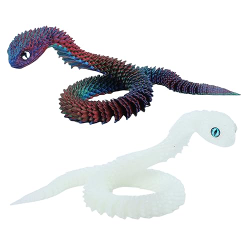 2 Stück 3D Gedruckter Schlange, Schlange Spielzeug, Schlange, 3D Schlange Spielzeug, 3D Kubische Schlange Fidget Toys Für Erwachsene Kinder Geschenke, Schreibtisch Dekoration (30cm) von fufupaw