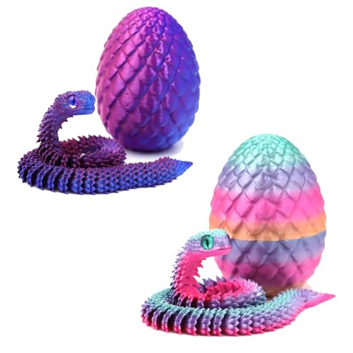 2 Stück 3D Schlange, Schlange Spielzeug Set Mit 8.5cm Ananas Ei und 30cm Schlange, Schlangen Spielzeug Dekompression Sspielzeug für Büro, Schule und Zuhause (Süßigkeitenfarben und Rot Blau) von fufupaw