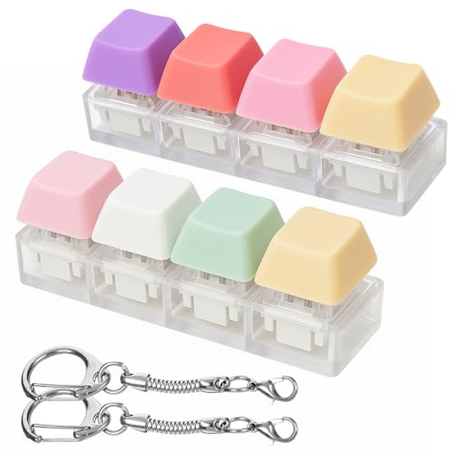 2 Stück Fidget Schlüsselanhänger, Schlüsselanhänger Lustig für Stressabbau, Perfekt für Büro, Schule und Reisen, Clicks Fidget Toys Tastenkappe Spielzeug für Dekompression Verbrauch Zeit von fufupaw