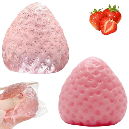 2 Stück Fufu Squishy, Taba Squishy, Squishy XXL, Taba Squishy XXL, Strawberry Squeeze Toy, Squishy Fidget Toys Erdbeer Squeeze Spielzeug, Taba Squishy Set Für Kinder Erwachsene (Transparent und Pink) von fufupaw