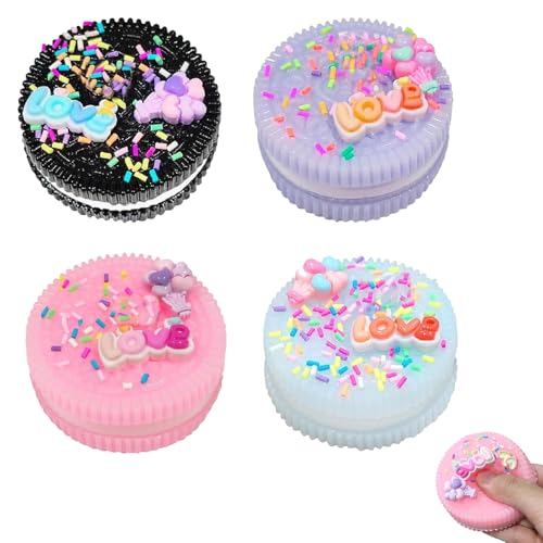 4 Stück Taba Squishy, Fufu Squishy, Squishy Maker Antistressball, Squishies Toys, Squeeze Spielzeug Stressabbau, Ultraweiches Biscuit Stress Relief Spielzeug Valentine's Day Birthday von fufupaw