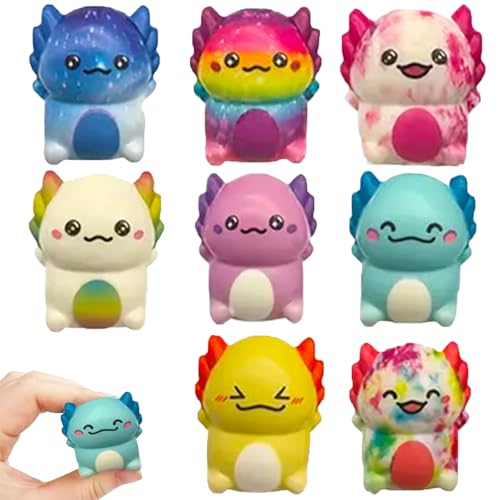 8 Stück Squishy für Axolotl, Spielzeug, Squishies, Taba Squishy, Quetschbälle für Partys, Geeignet für Kinder und Erwachsene, Perfekt für Stressabbau, Schule und Reisen (Zufälligen Farben) ﻿ von fufupaw