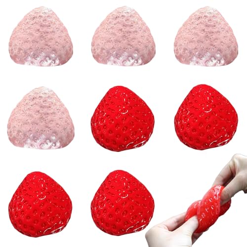 8 Stück Taba Squishy, Taba Squishy Set, Fufu Squishy, Squishy Erdbeere, Mini Erdbeer Quetschspielzeug 2 Beutel, Ideal für Schule, Büro und Reise, Kinder und Erwachsene von fufupaw