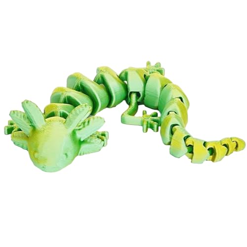 Axolotl Spielzeug, Axolotl Kuscheltier, Axolotl, 3D Gedruckter Axolotl Spielzeug, 19cm Axolotl Geschenk Für Axolotl-Liebhaber, 3D Printed Fidget Toy, 3D Printed Animals (Grünes Gold) von fufupaw