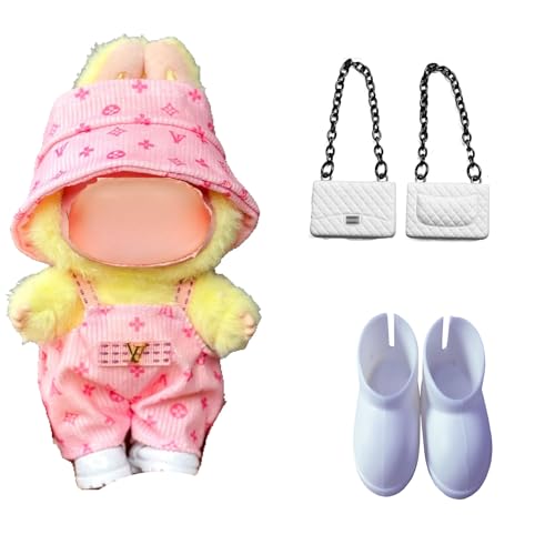 Doll Outfit, DollKleidung, Pinker Overall mit Hut und Tasche, Spielzeug für Kinder, Kreatives Puppenkleidungs-Set, Geschenk für Jungen und Mädchen (Ohne Puppe) von fufupaw