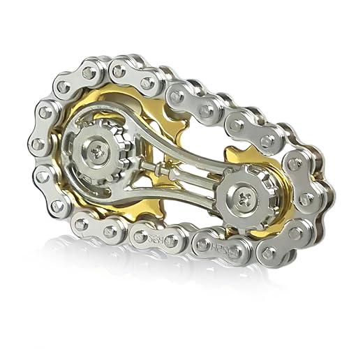 Fidget Toys, Getriebe Design für Stressabbau, Goldene Rad und Silberne Kette Design, Stressabbau Spielzeug für Büro, Schule und Zuhause, Entspannung Toy Ideal für Alle Altersgruppen von fufupaw
