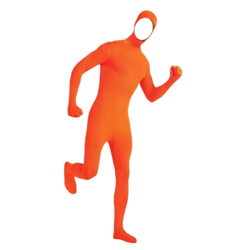 Orange Karneval Kostüm, Open Face Cosplay Jumpsuit Ganzkörperanzug Tight Damen Herren Ganzkörper Slenderman Kostüm, zweite Haut, Ideal Für Halloween, Karneval & Maskenbälle, Unisex Erwachsene Kostüm von fufupaw