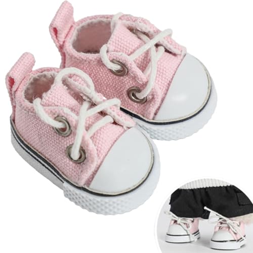 Puppen Schuhe, Puppen Zubehör Für 17cm Puppe, Doll Kleidung, Puppe Clothing, Pinke Canvas Schuhe Für Puppenausstellungen Und DIY Projekte, Geschenke Für Puppenliebhaber, 1 Paar (Rosa) ﻿ von fufupaw