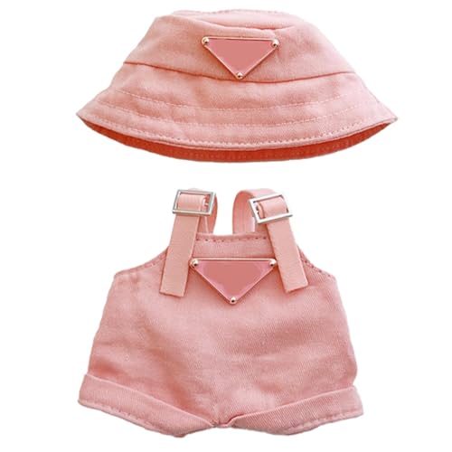 Puppenkleidung, Pinkes Set mit Mütze und Latzhose, Ideal für Rollenspiele, Fotografie und Spielzeug, Kinder und Puppenliebhaber (10cm) von fufupaw