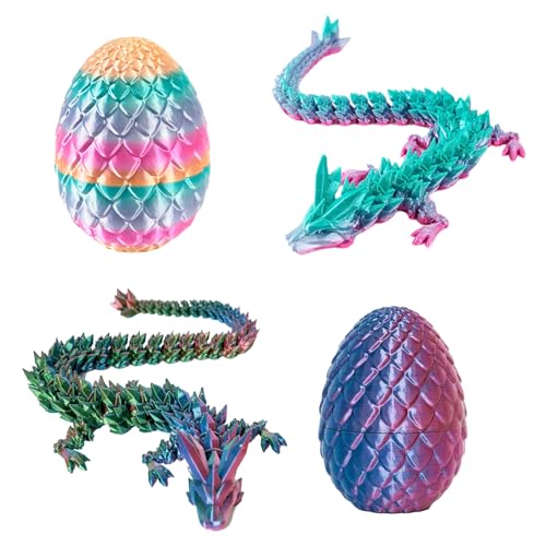 2 Stück 3D Drache, Drachenei, Drachenei Mit Drache, Realistische 3D Gedruckter Drache für Erwachsene und Kinder, Heimbüro-Dekoration für Home Office Desktop Dekoration(Süßigkeiten Farbe ist Zufällig) von fufupaw