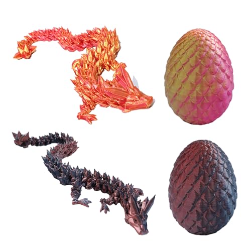 fufupaw 2 Stück 3D Drache, Drachenei, Drachenei Mit Drache, Geheimnisvolles Drachenei Spielzeug, überraschung Dracheneier Wohnkultur, Realistische 3D Gedruckter Drache für Erwachsene und Kinder von fufupaw
