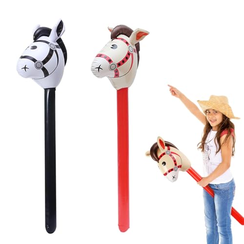 fufupaw 2 Stück Steckenpferd, Steckenpferde, Steckenpferd Kinder, Hobby Horsing, Aufblasbares Stabpferd Party Props Party Supplies, Themenparty Festival Cosplay Für Weihnachten (Beige+schwarz) von fufupaw