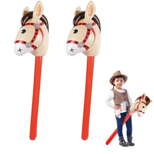 fufupaw 2 Stück Steckenpferd Kinder, Steckenpferde, Steckenpferd, Hobby Horsing, Aufblasbares Stabpferd Party Geschenk-Requisiten, Aufblasbare Pferdeballons, Themenparty Festival Geschenk (Beige) von fufupaw