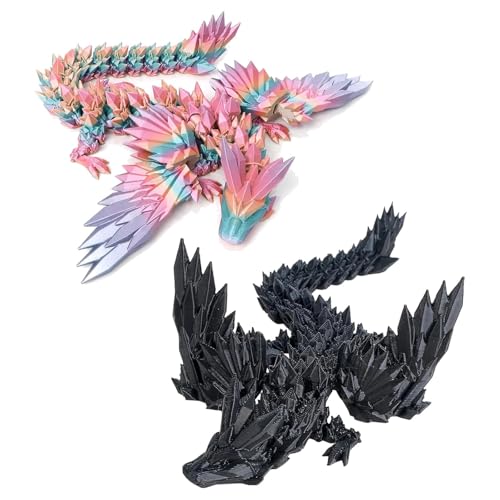 fufupaw 2 Stück 3D Drache, 3D Drachen, 3D Gedruckter Drachen, 3D-Gedrucktes Geschenkspielzeug, Heimburo-Dekoration, 3D Gedrucktes Drachenei Geheimnisvolle Drachen Spielzeug (Candy and Black von fufupaw