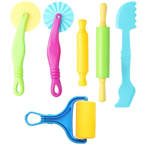 6 Stück Knete Werkzeug, Knete Zubehör, Knetwerkzeug, Knete ab 2 Jahre, Werkzeug Knetset Set Knet für Kinder Knetzubehör Knetä Jahr, Kinderknete Formen ​DIY Kinderknetekinderknete(Zufällige Farbe) von fufupaw