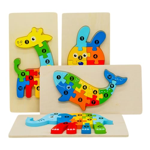 fundabär - Holzpuzzle für Kleinkinder (4er-Set) Pädagogisches Lernspielzeug mit Tiermotiven nach Montessori von fundabär