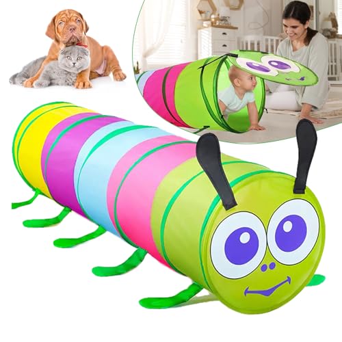 Bunte Raupe Kinderspieltunnel für Kleinkinder und Babys – Pop-Up-Krabbelzelt für drinnen und draußen spielen (Hundetunnel im Lieferumfang enthalten) von funnyhomestyle