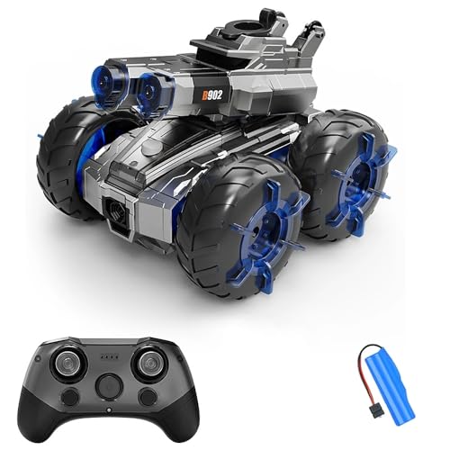 funnykid 3-in-1 Amphibisches ferngesteuertes Auto mit Wasserkanonen, 360°-Stunts, LED-Rädern, Typ-C-Ladung, Geländefahrzeug für Wasser & Land, RC Panzer Spielzeug für Jungen ab 6 Jahren funnykid 3-in-1 Amphibisches ferngesteuertes Auto mit Wasserkanonen, 360°-Stunts, LED-Rädern, Typ-C-Ladung, Geländefahrzeug für Wasser & Land, RC Panzer Spielzeug für Jungen ab 6 Jahren von funnykid