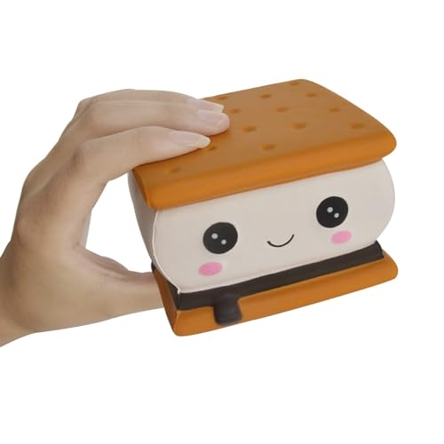 funnysquee Delightful S'More Squishies - Kids Birthday Gift, Adorable Sandwich Cookie Stress Relief Smore Toy von funnysquee