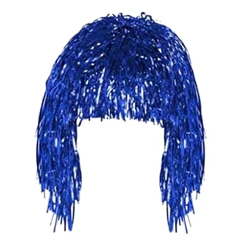 fxwtich Festliche Atmosphäre Perücke Dekoration Erwachsene Metallic Cosplay Supplies Disco Folie Lametta Glänzende Party für Blau von fxwtich