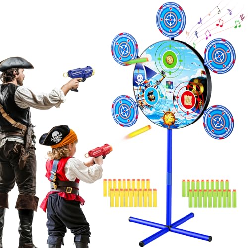 fygurso Schießspiel Spielzeug, Piratenkriege Schießspiel interaktives Ziel mit Lichtern und Geräuschen, 2 Spielzeugpistolen, 40 Schaumstoffpfeile, Geschenke für 3 4-12+ Jahre alte Jungen und Kinder von fygurso