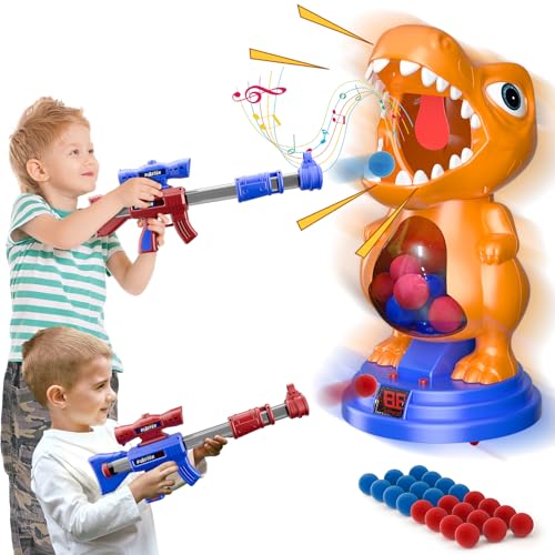 fygurso Bewegliches Dinosaurier Schießspielzeug mit 2 Luftpumpenpistolen, Zielschießspiele mit LED Punktzahl, Licht und Ton, 24 Schaumball Kinder ab 3 4 5 6 7 8 9+ Jahre Spiele Geschenk für Junge fygurso Bewegliches Dinosaurier Schießspielzeug mit 2 Luftpumpenpistolen, Zielschießspiele mit LED Punktzahl, Licht und Ton, 24 Schaumball Kinder ab 3 4 5 6 7 8 9+ Jahre Spiele Geschenk für Junge von fygurso