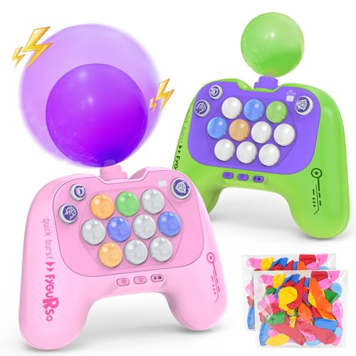fygurso Handheld Geschwindigkeits-Druck-Spiellizenz mit Ballons Zwei-Spieler-Fidget-Spiel Leuchtendes Schnell-Druck-Spiel Schnelles Druck-Rätsel-Spiellizenz Pink + Grün von fygurso