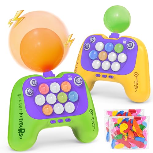 fygurso Handheld Geschwindigkeits-Druck-Spiellizenz mit Ballons Zwei-Spieler-Fidget-Spiel Leuchtendes Schnell-Druck-Spiel Schnelles Druck-Rätsel-Spiellizenz Gelb + Grün von fygurso