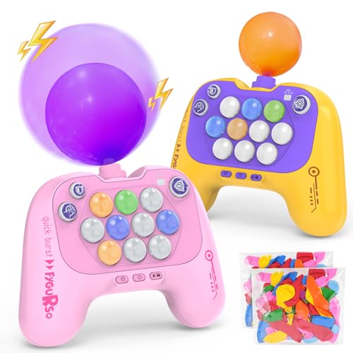 fygurso Handheld Geschwindigkeits-Druck-Spiellizenz mit Ballons Zwei-Spieler-Fidget-Spiel Leuchtendes Schnell-Druck-Spiel Schnelles Rätsel-Spiellizenz Pink + Gelb von fygurso