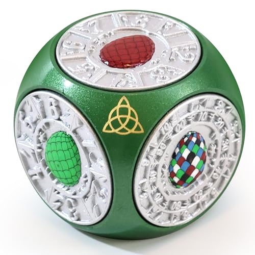 DND-Spinner-Würfel aus Metall, 7-in-1 D&D-Würfel mit einzigartigem Drachenei-Relief für Dungeons und Drachen, DND-Geschenke für DM, Spieler und Tisch-Gaming-Zubehör (Grün / Silber) von g00d4u