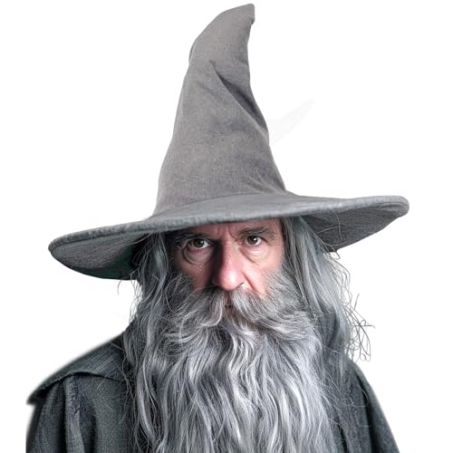 gagift world Zaubererhut, 45,7 cm, großer Hexenhut für Hexenkostüm, lustiges Cosplay-Zubehör für Halloween-Kostüm (Grau) von gagift world