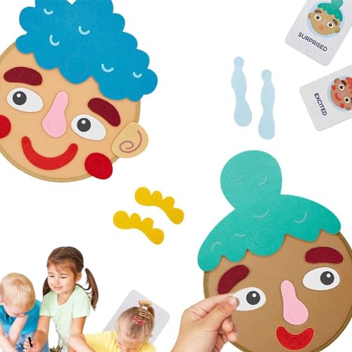 galeyyu Emotionsspielzeug für Kinder, Filzaufkleber für Kinder | Filzaufkleber-Set mit lustigen Grimassen - Multiplayer-Spiel Filz-Emoticon-Set für Park, Auto, Outdoor, Zuhause, Schule von galeyyu